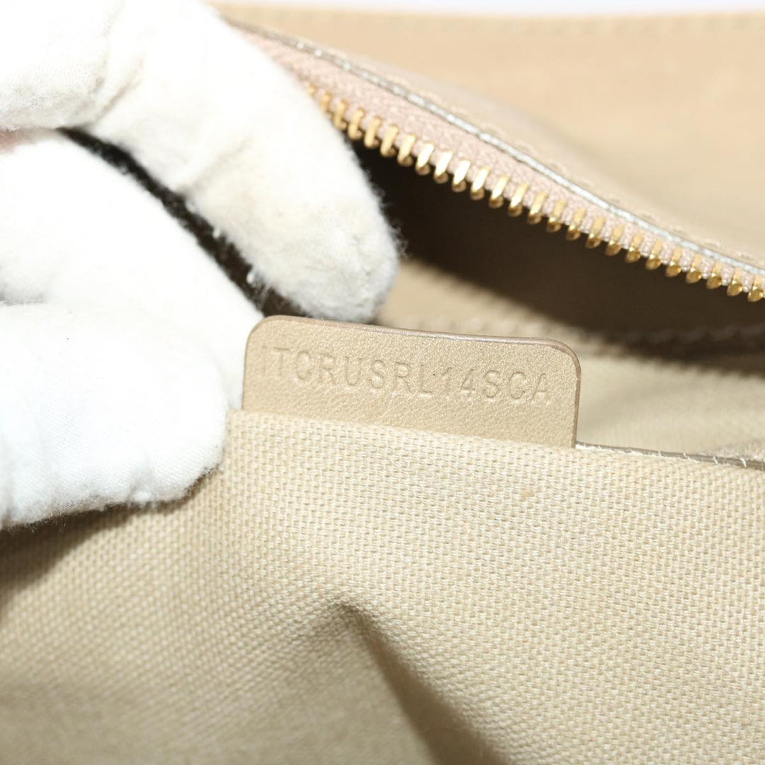 Burberry Nova Check Hand Bag Nylon Leather Beige Auth 50273