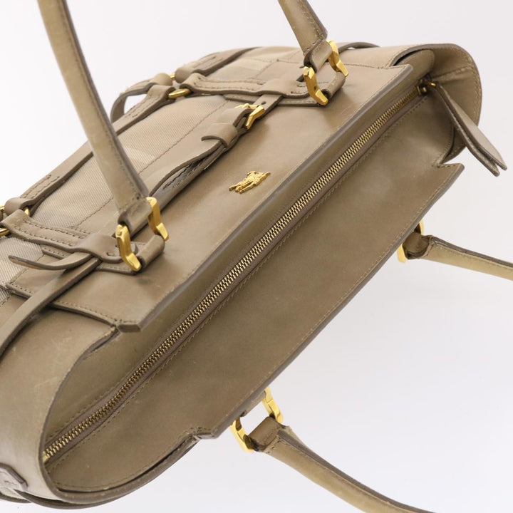 Burberry Nova Check Hand Bag Nylon Leather Beige Auth 50273