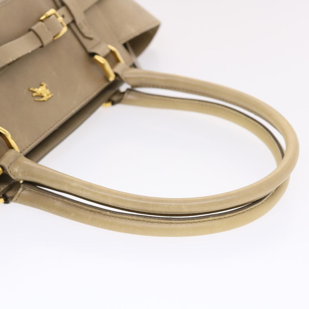 Burberry Nova Check Hand Bag Nylon Leather Beige Auth 50273