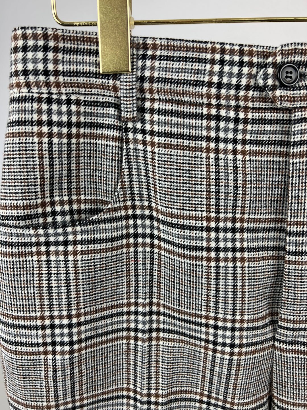 Saint Laurent Brown Houndstooth Mid Length Shorts FR 40 (UK 12)