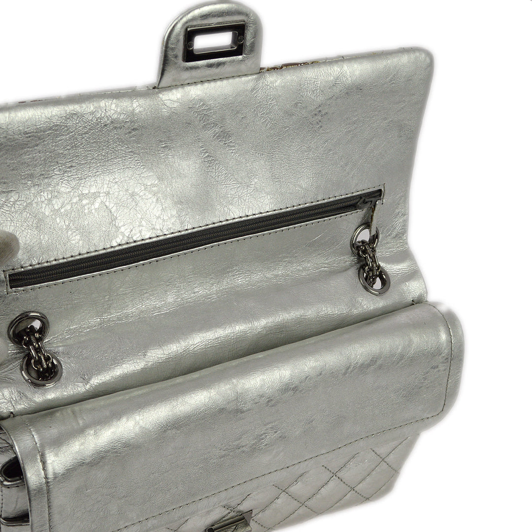 Top Quality Chanel Silver Lambskin 2.55 Classic Double Flap Shoulder Bag