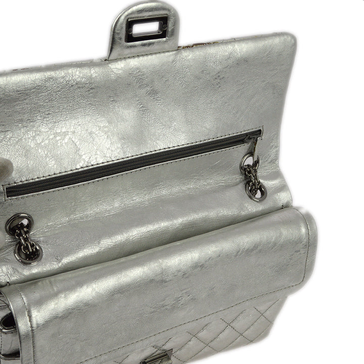 Top Quality Chanel Silver Lambskin 2.55 Classic Double Flap Shoulder Bag
