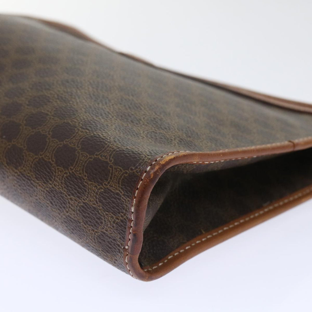 Celine Macadam Canvas Clutch Bag PVC Leather Brown  50615
