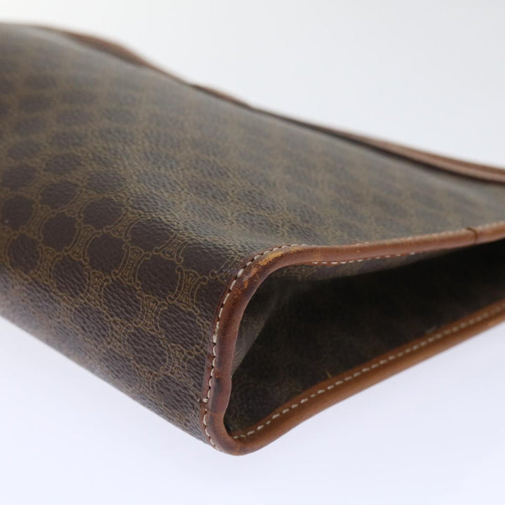 Celine Macadam Canvas Clutch Bag PVC Leather Brown  50615