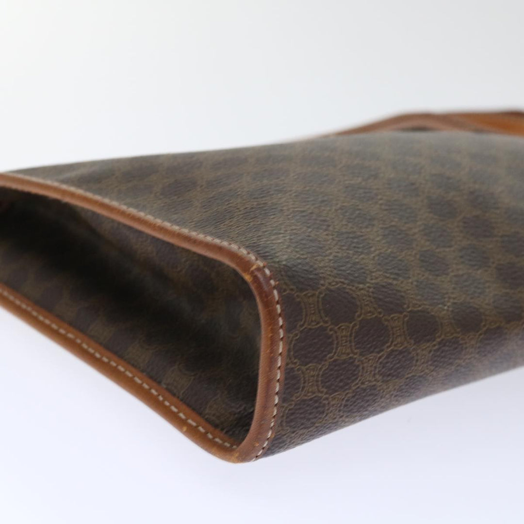 Celine Macadam Canvas Clutch Bag PVC Leather Brown  50615
