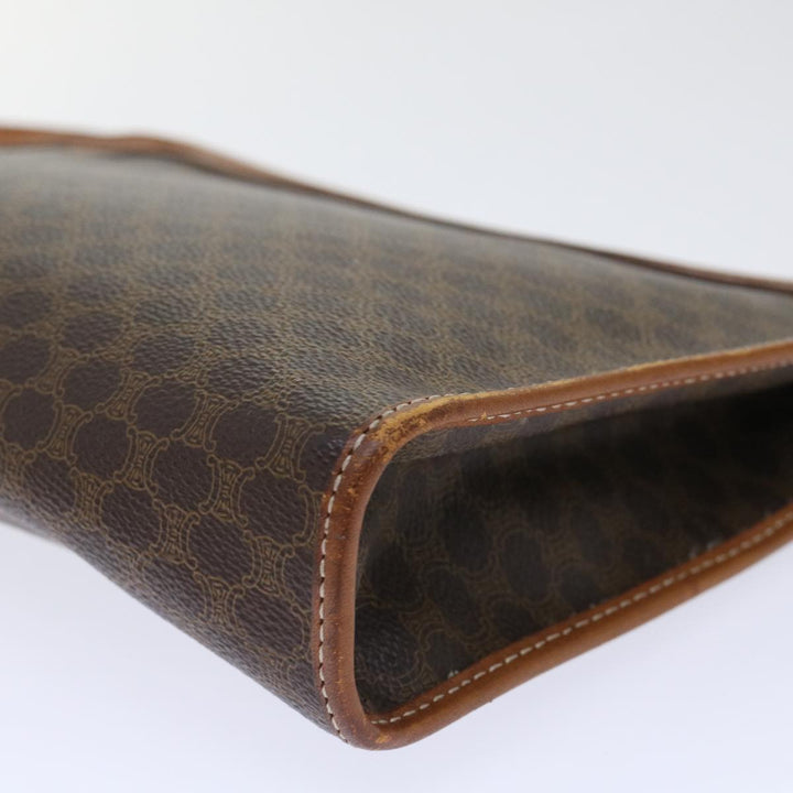 Celine Macadam Canvas Clutch Bag PVC Leather Brown  50615