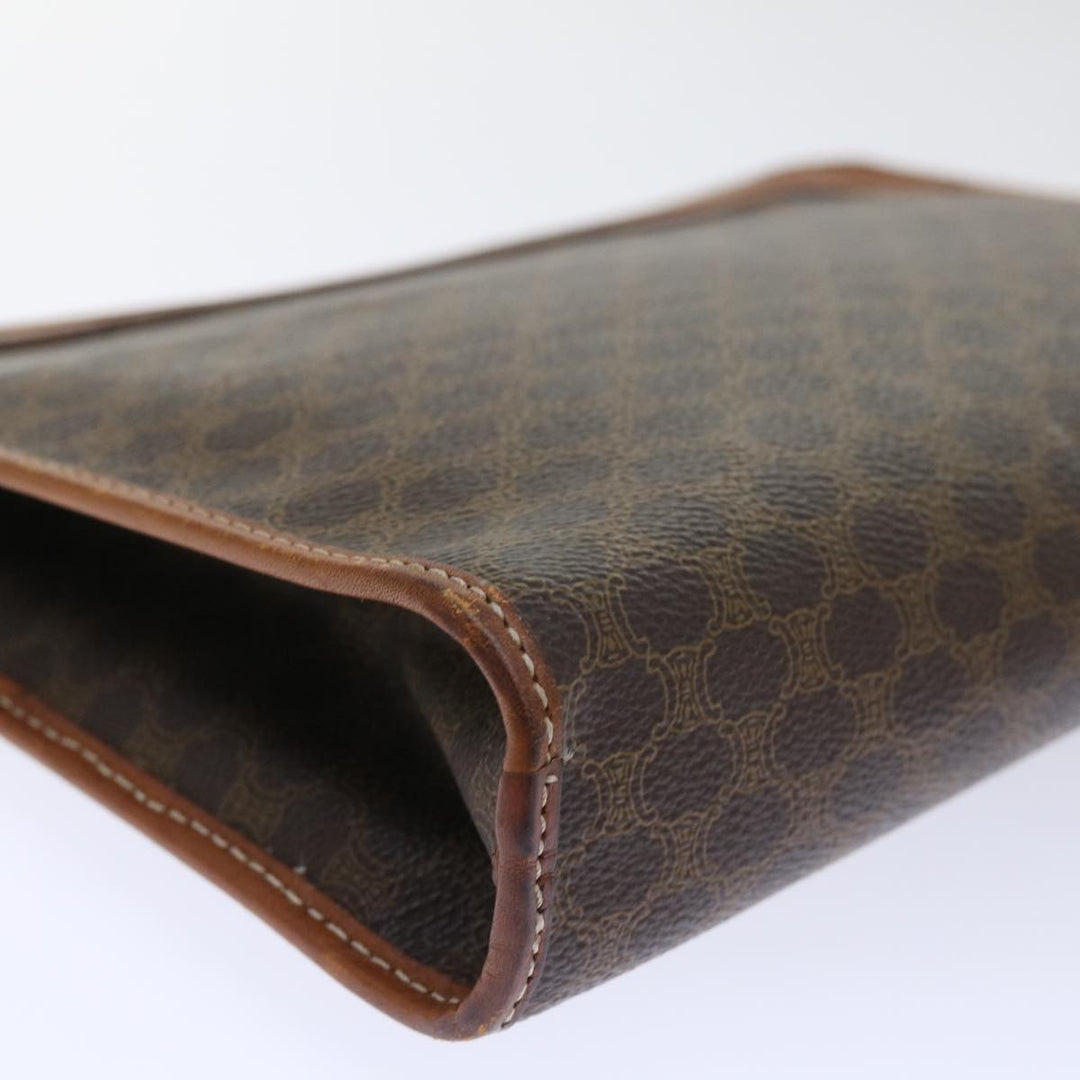 Celine Macadam Canvas Clutch Bag PVC Leather Brown  50615