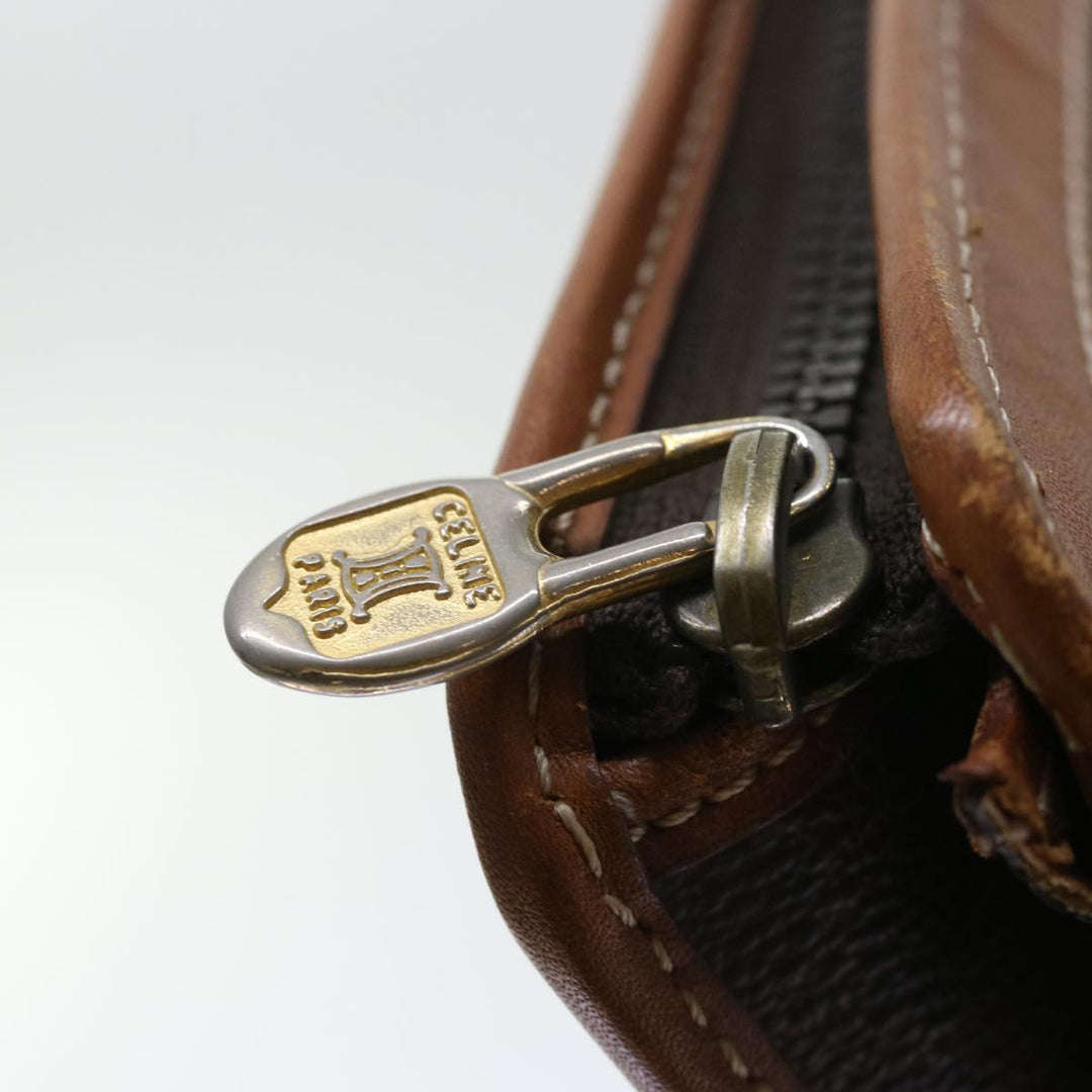 Celine Macadam Canvas Clutch Bag PVC Leather Brown  50615