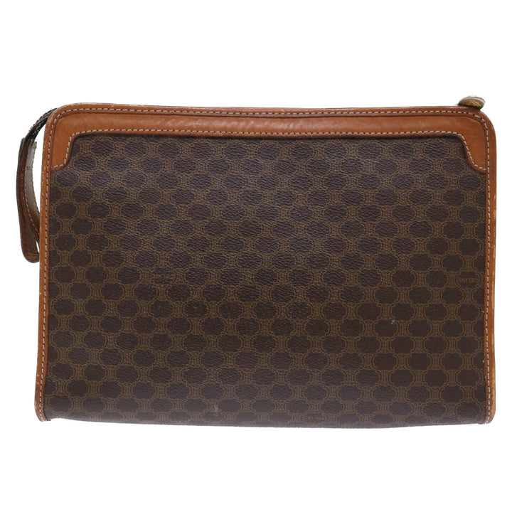 Celine Macadam Canvas Clutch Bag PVC Leather Brown  50615