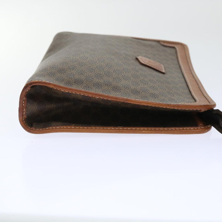 Celine Macadam Canvas Clutch Bag PVC Leather Brown  50615