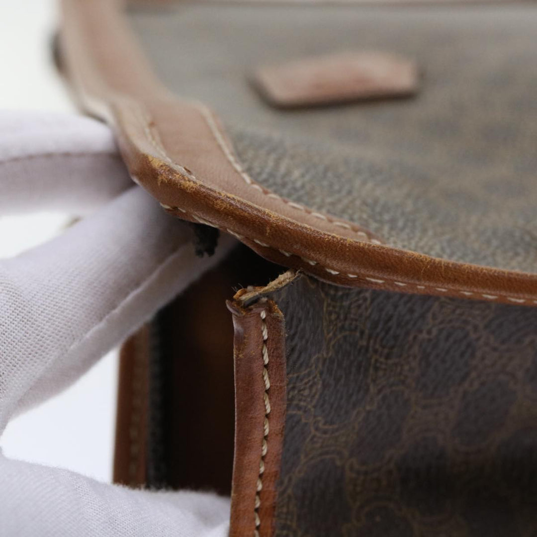 Celine Macadam Canvas Clutch Bag PVC Leather Brown  50615