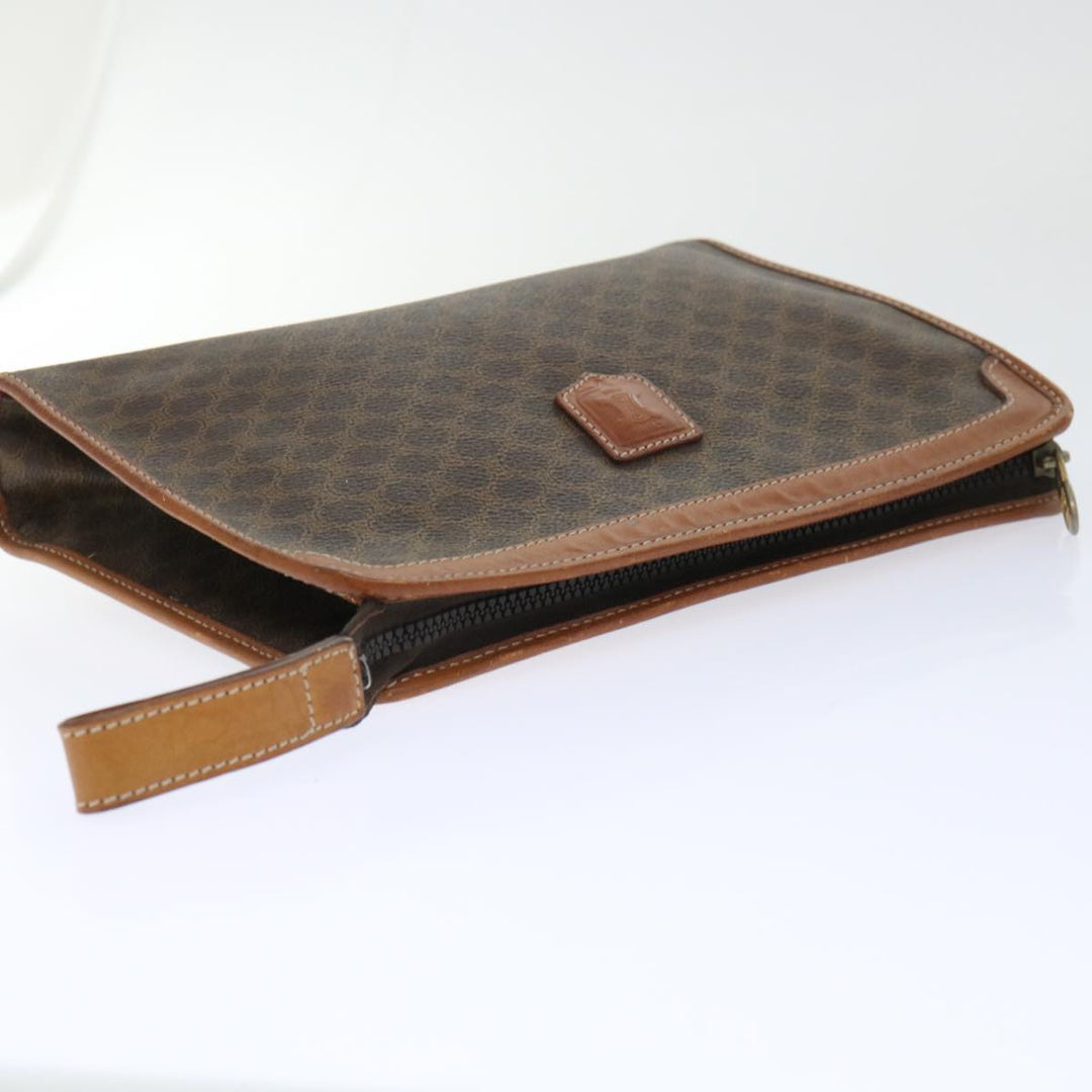 Celine Macadam Canvas Clutch Bag PVC Leather Brown  50615