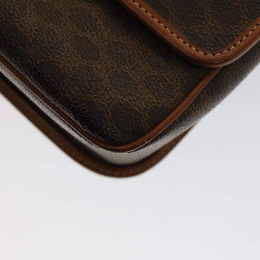 Celine Macadam Canvas Shoulder Bag PVC Leather Brown  50775