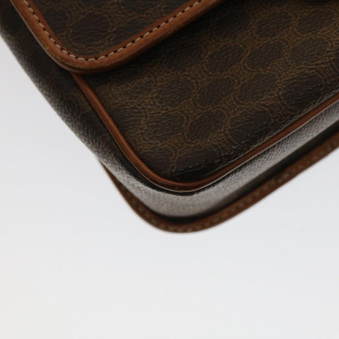 Celine Macadam Canvas Shoulder Bag PVC Leather Brown  50775