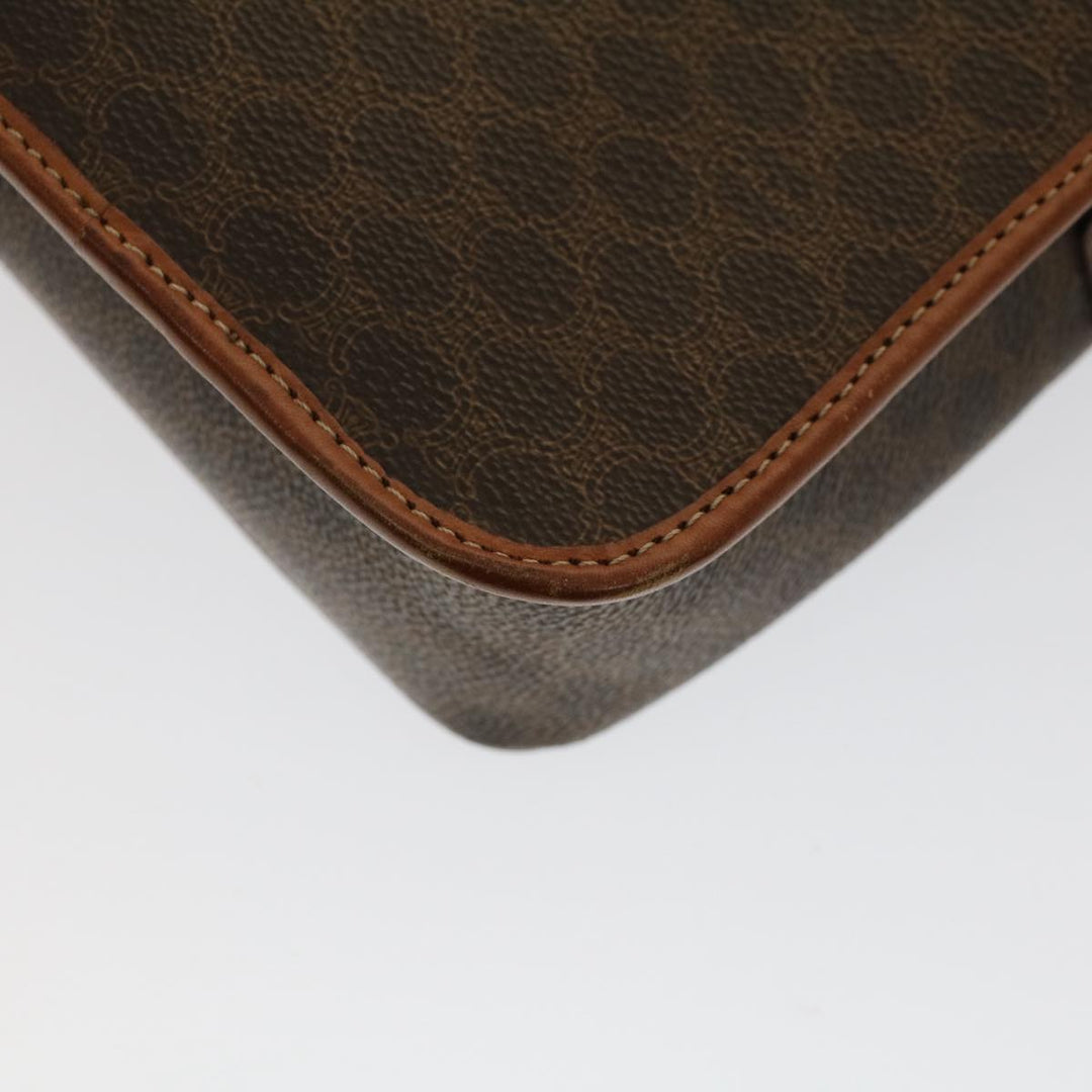 Celine Macadam Canvas Shoulder Bag PVC Leather Brown  50775