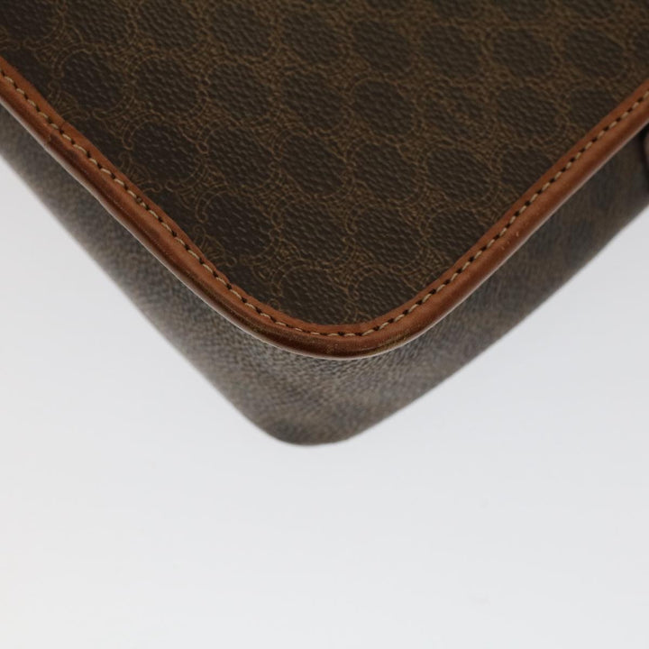 Celine Macadam Canvas Shoulder Bag PVC Leather Brown  50775