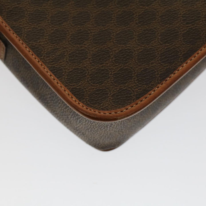 Celine Macadam Canvas Shoulder Bag PVC Leather Brown  50775