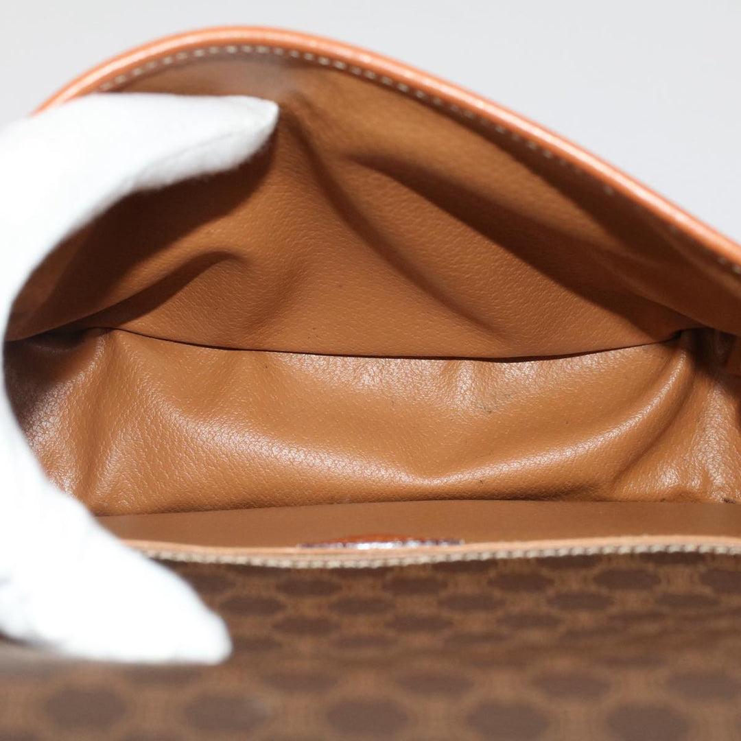 Celine Macadam Canvas Shoulder Bag PVC Leather Brown  50775