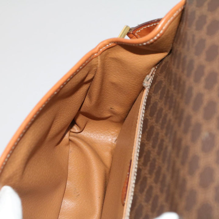 Celine Macadam Canvas Shoulder Bag PVC Leather Brown  50775