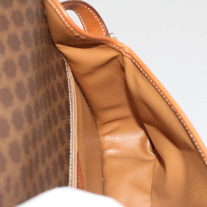 Celine Macadam Canvas Shoulder Bag PVC Leather Brown  50775