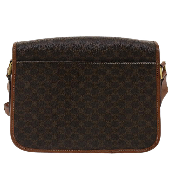 Celine Macadam Canvas Shoulder Bag PVC Leather Brown  50775