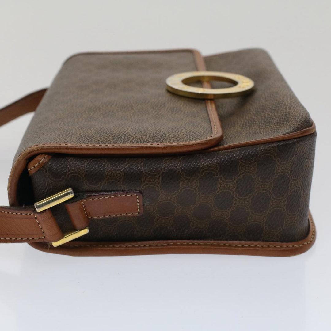 Celine Macadam Canvas Shoulder Bag PVC Leather Brown  50775
