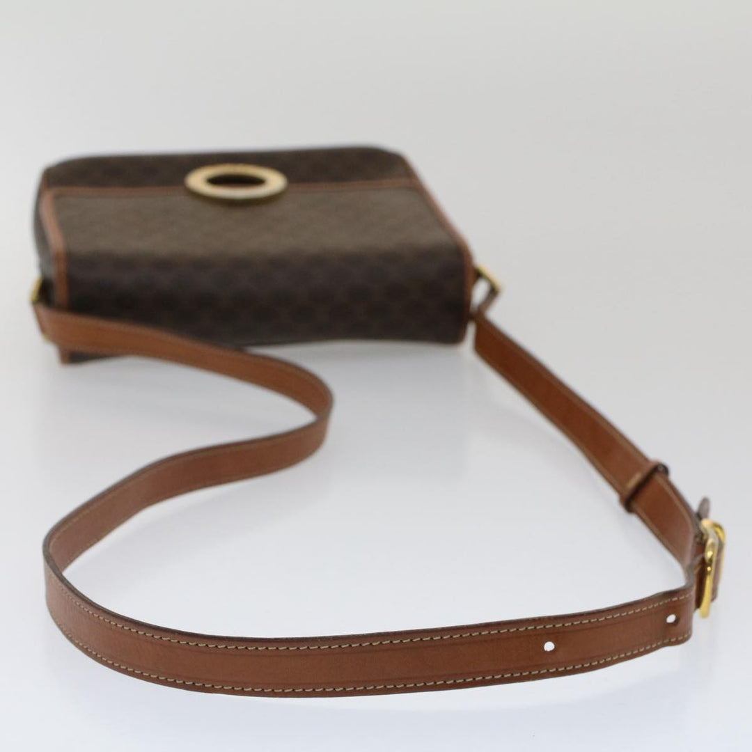 Celine Macadam Canvas Shoulder Bag PVC Leather Brown  50775