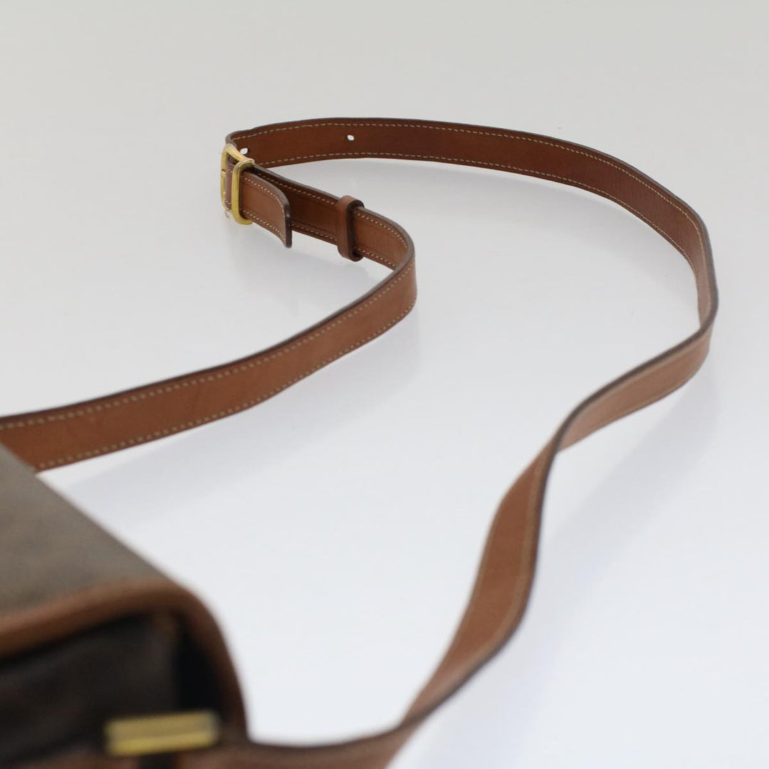 Celine Macadam Canvas Shoulder Bag PVC Leather Brown  50775