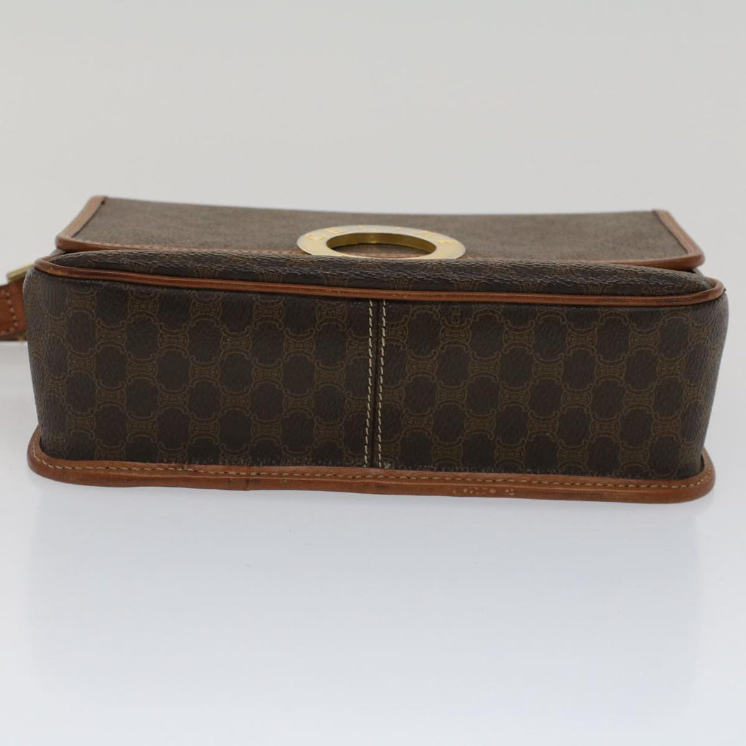 Celine Macadam Canvas Shoulder Bag PVC Leather Brown  50775