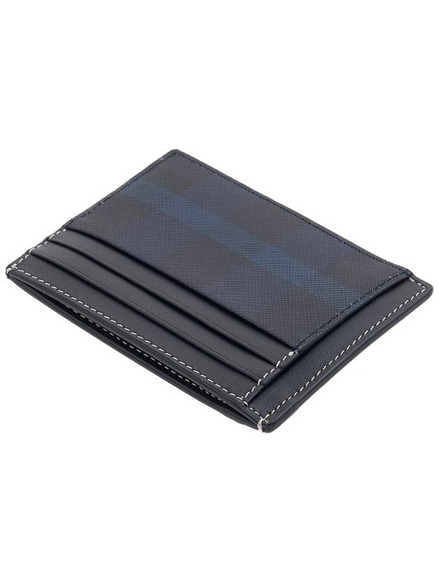Burberry Check Print Money Clip Card Wallet Navy