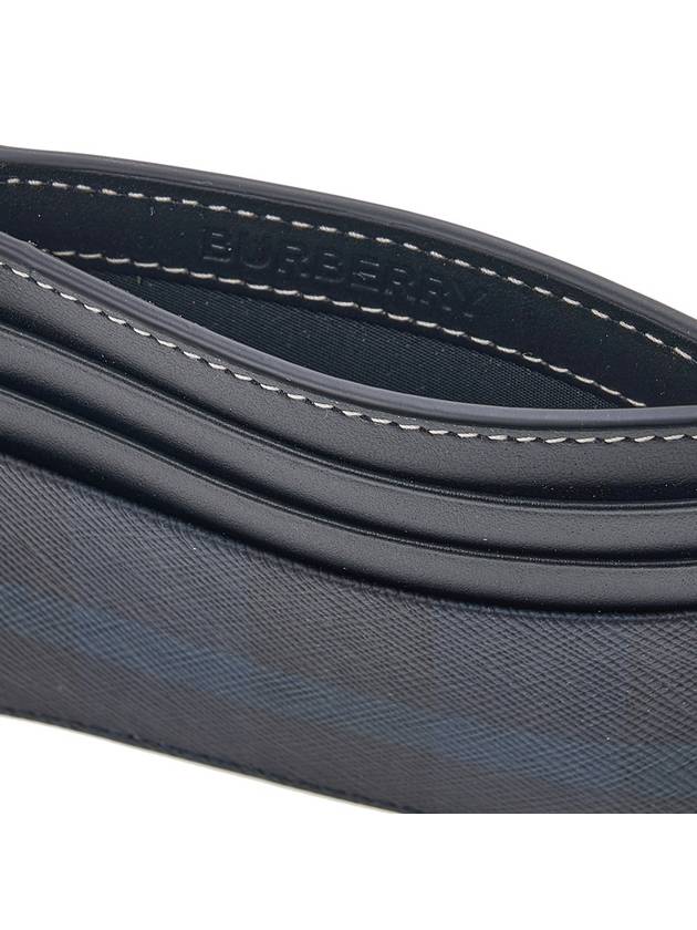 Burberry Check Print Money Clip Card Wallet Navy