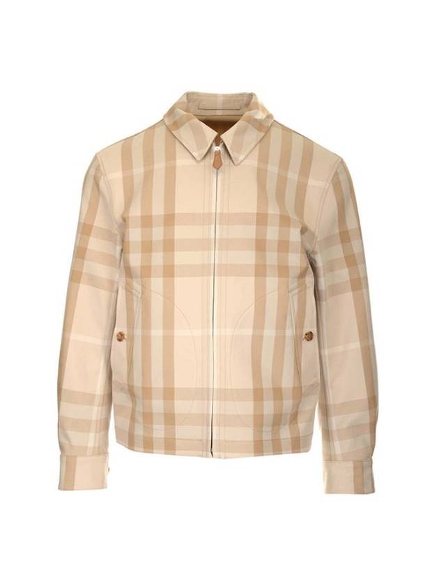 Burberry Men's Reversible Check Cotton Collar Zip-Up Jacket Beige