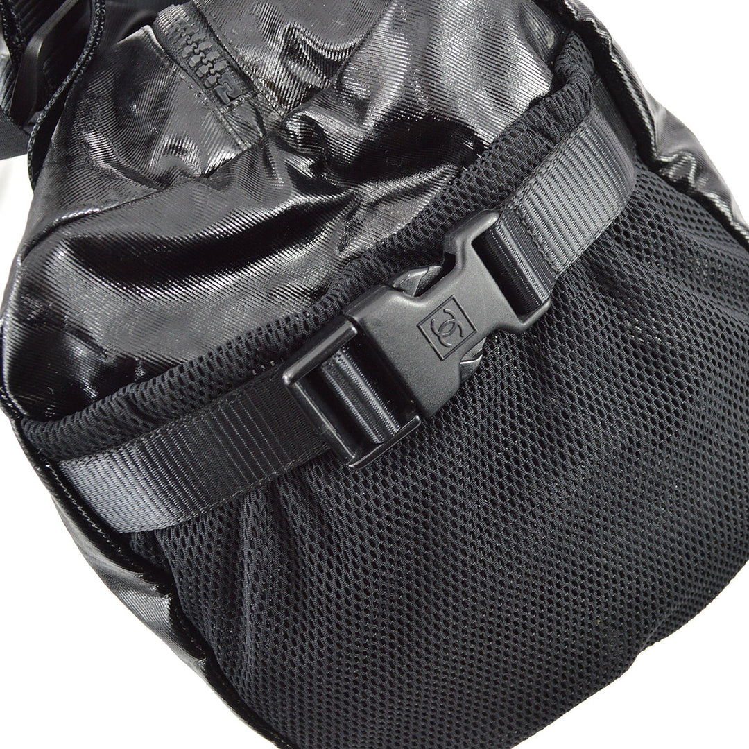 Top Quality Chanel Black Vinyl Sport Line Duffle Gym Bag