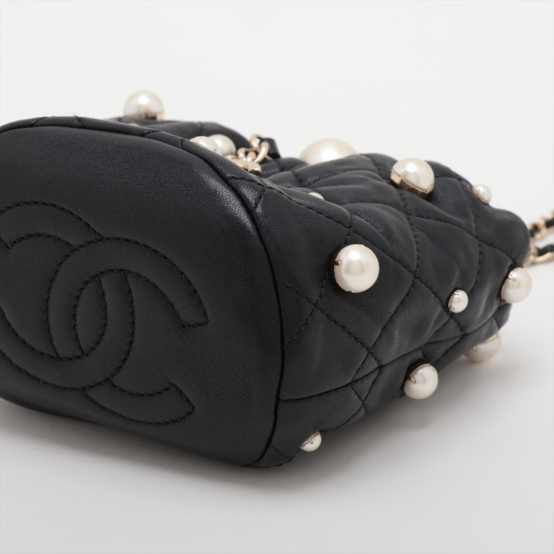 Top Quality Chanel Matrasse  Handle Shoulder Bag Pearl Black G  31st AS2518
