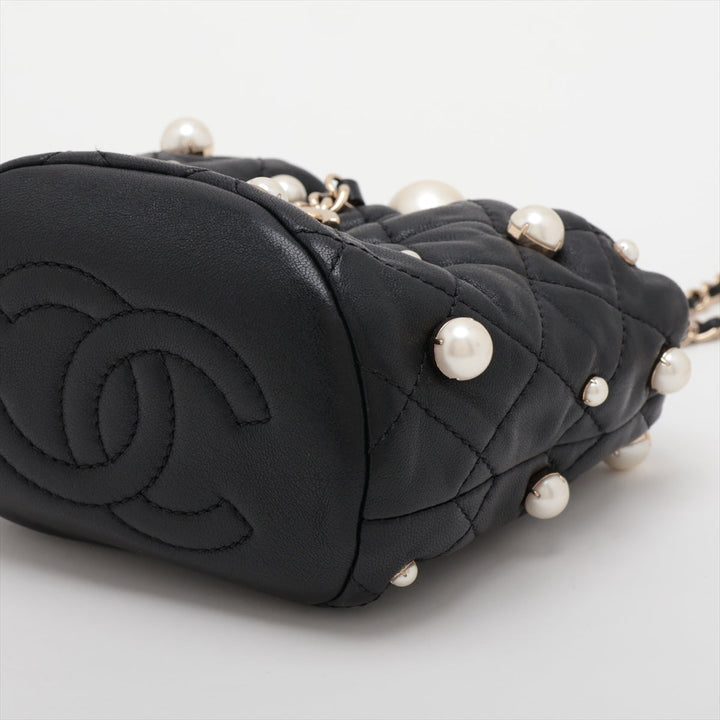 Top Quality Chanel Matrasse  Handle Shoulder Bag Pearl Black G  31st AS2518