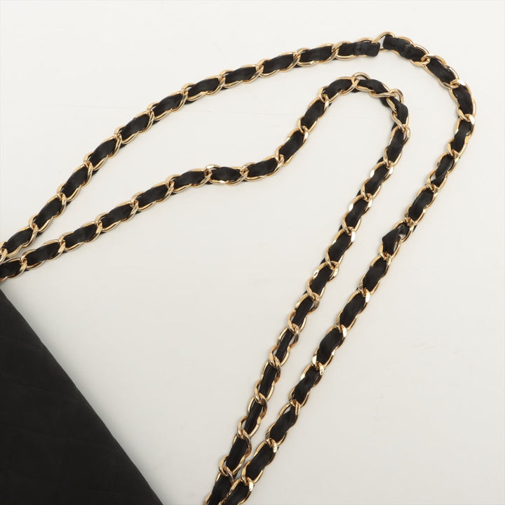 Top Quality Chanel Decamatrasse Cotton Single Flap Double Chain Bag Black Gold  2nd