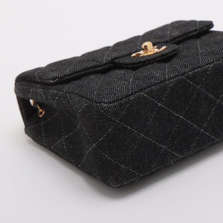 Top Quality Chanel Mini Matrasse 17 Denim Single Flap Single Chain Bag Black G 5th A35200