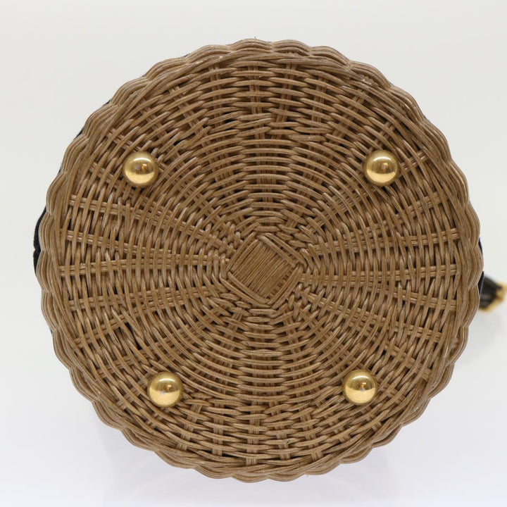CHRISTIAN Top quality Dior Basket Bag Trotter Canvas Shoulder Bag Rattan Blue Auth 51270A