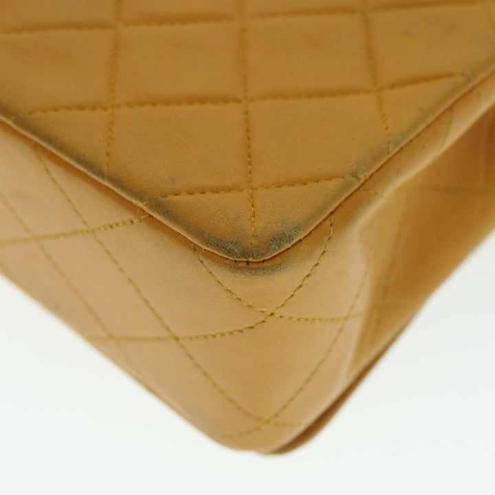 Chanel Matelasse Turn Lock Chain Shoulder Bag Lamb Skin Orange CC Auth 51273A