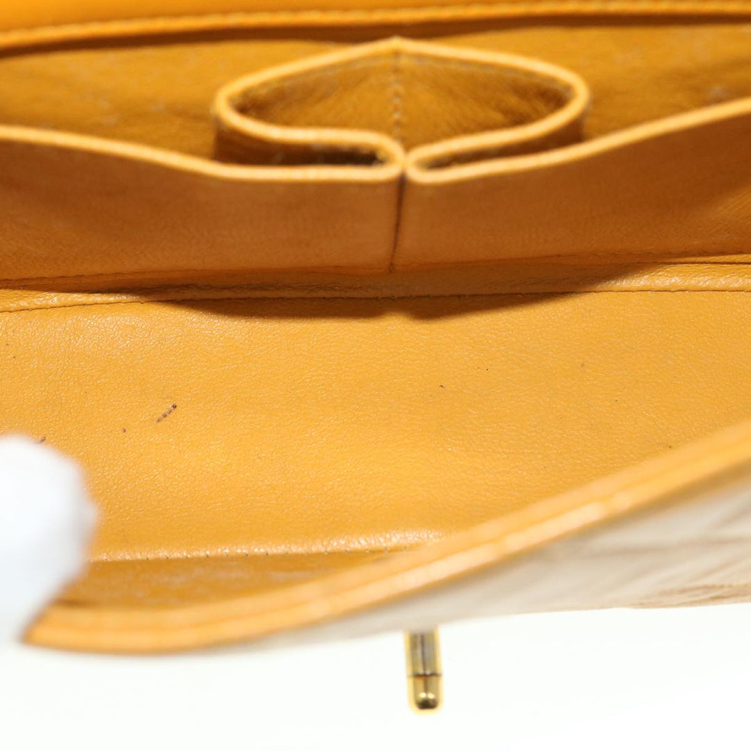Chanel Matelasse Turn Lock Chain Shoulder Bag Lamb Skin Orange CC Auth 51273A