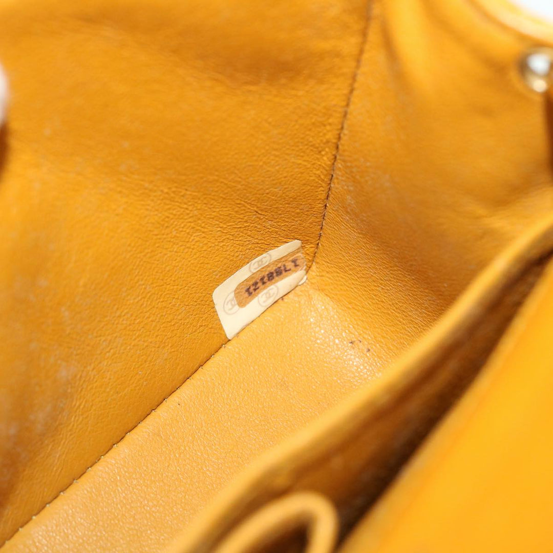 Chanel Matelasse Turn Lock Chain Shoulder Bag Lamb Skin Orange CC Auth 51273A