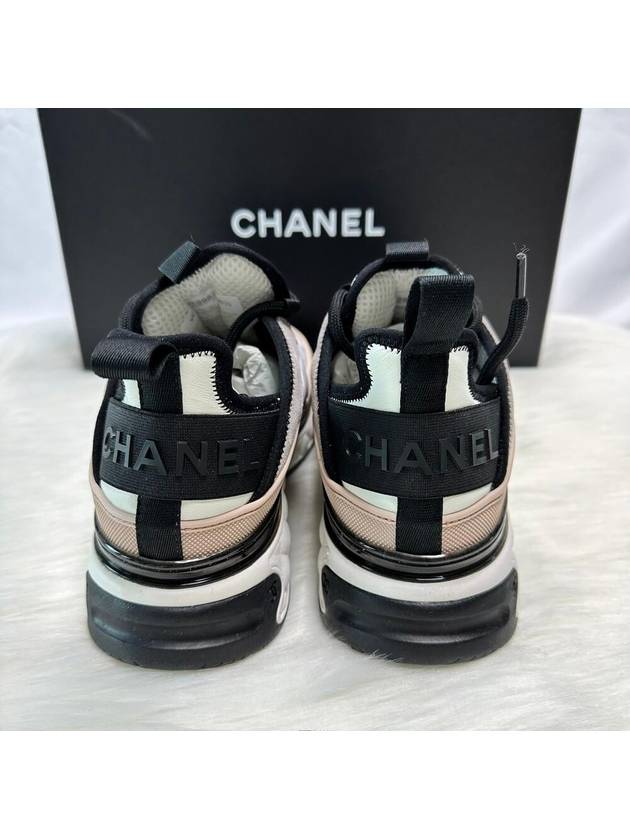 CC Logo Mixed Fiber Low Top Sneakers Light Grey Pink Chanel