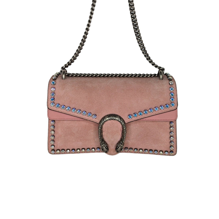 Gucci Suede Crystal Small Dionysus Shoulder Bag Peonia