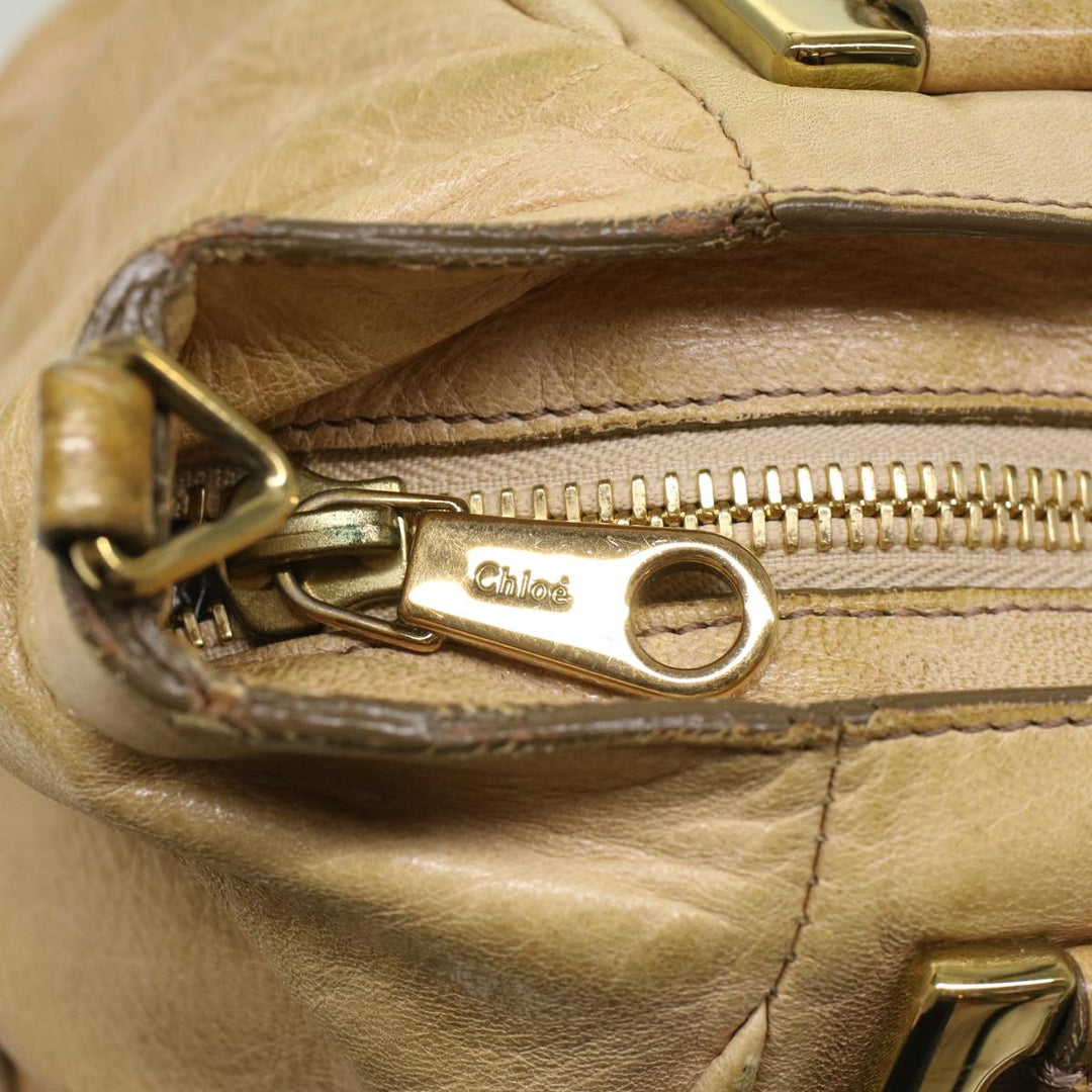 Chloe Etel Hand Bag Leather Beige 51467