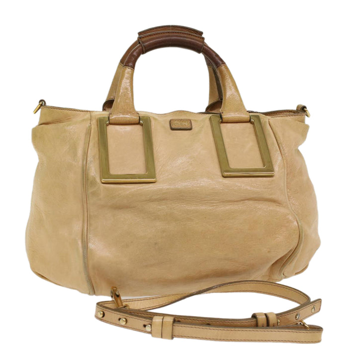 Chloe Etel Hand Bag Leather Beige 51467