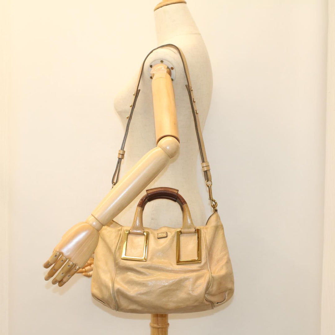 Chloe Etel Hand Bag Leather Beige 51467