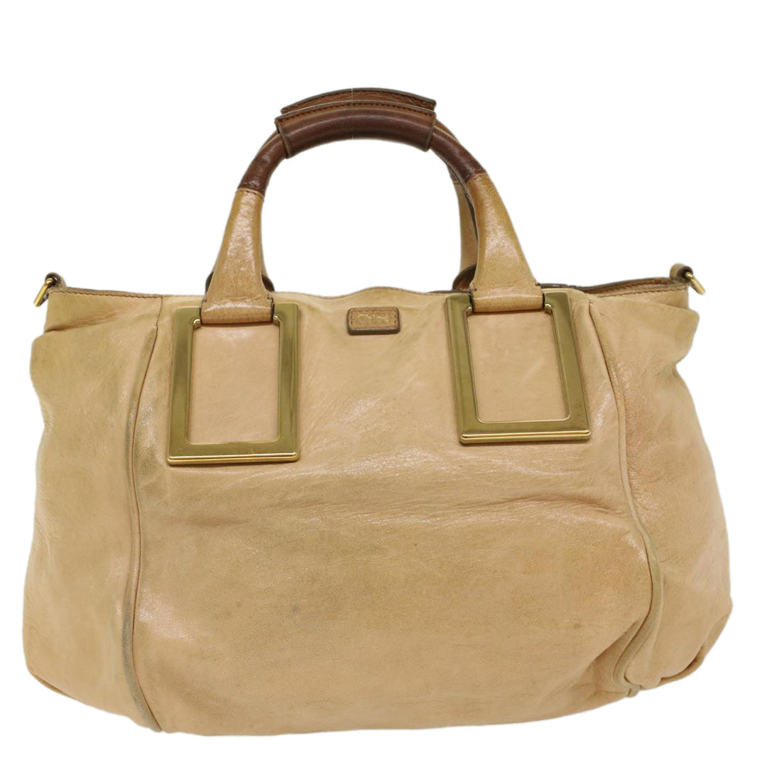 Chloe Etel Hand Bag Leather Beige 51467