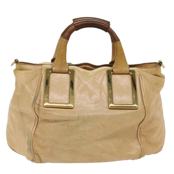 Chloe Etel Hand Bag Leather Beige 51467