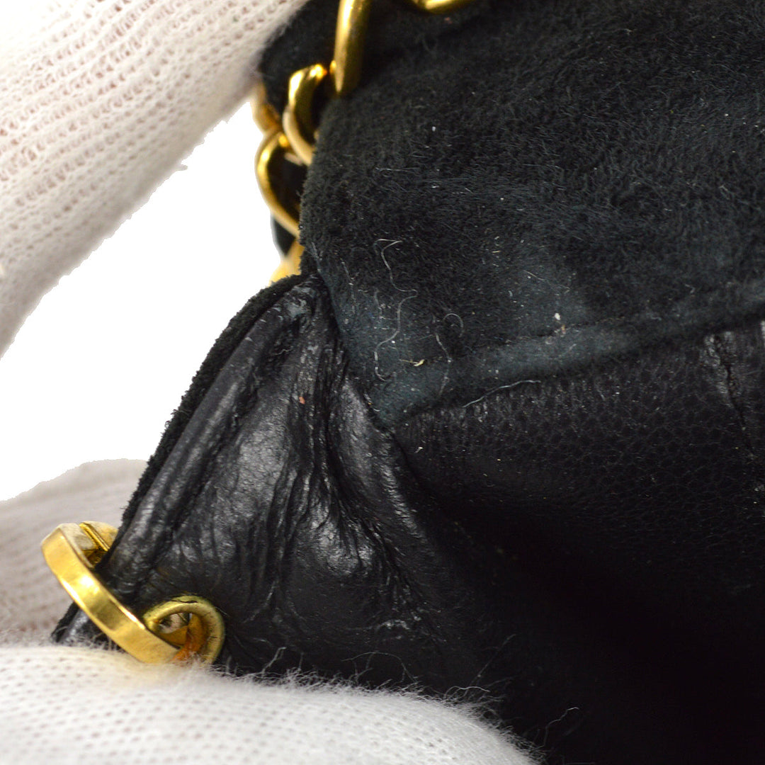 Top Quality Chanel 1991-1994 Black Suede Medium Vertical Stitch Single Flap Bag