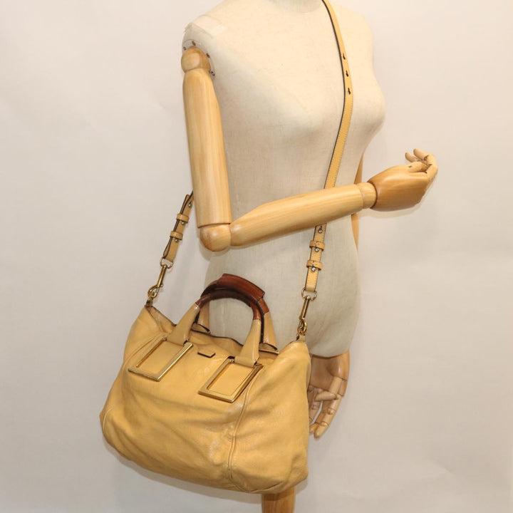 Chloe Etel Hand Bag Leather 2way Yellow 51664